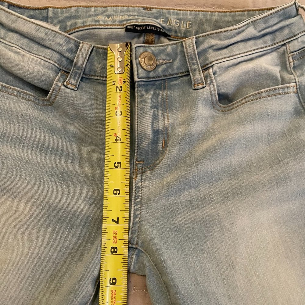 American Eagle Women's Light Blue Washed Stretch Jeggings 4 Long - Picture 10 of 11